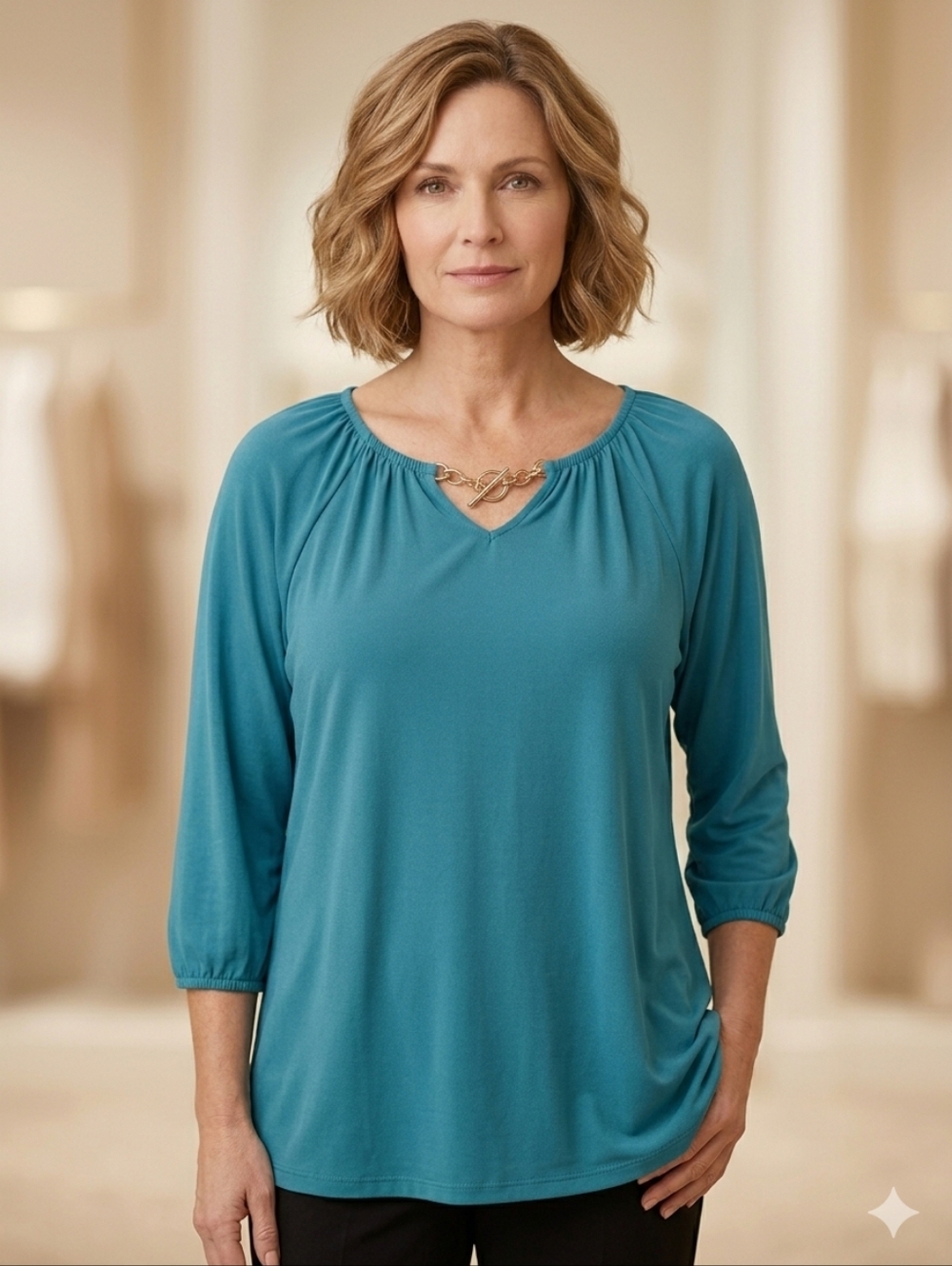 Turquoise gold hardware Blouse By George size Large